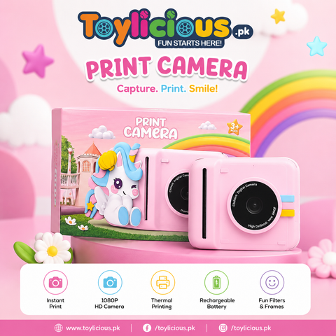 Kids Instant Print Camera with HD Photo and Thermal Printing – Pink Unicorn Camera for Kids