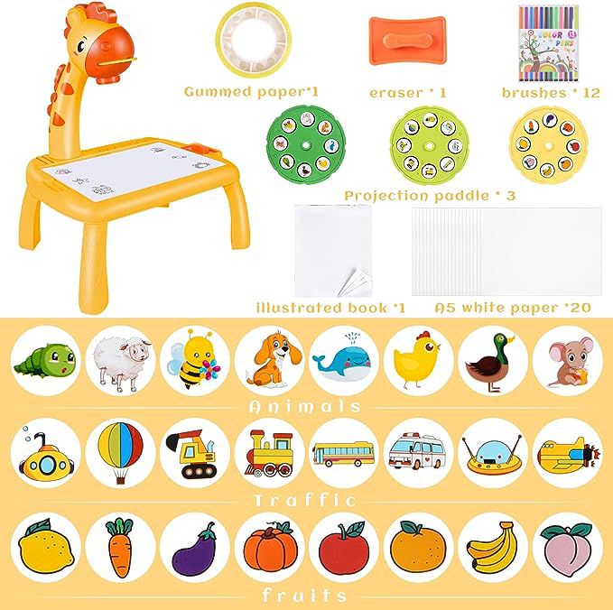 Kids LED Projector Drawing Table Toy-art Board Painting Set